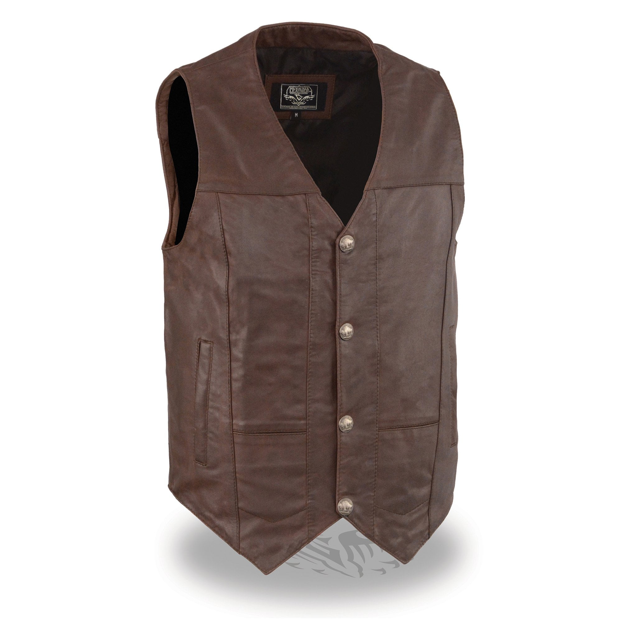 Milwaukee Mens Plain Side Vest with Buffalo Snaps Black, Large