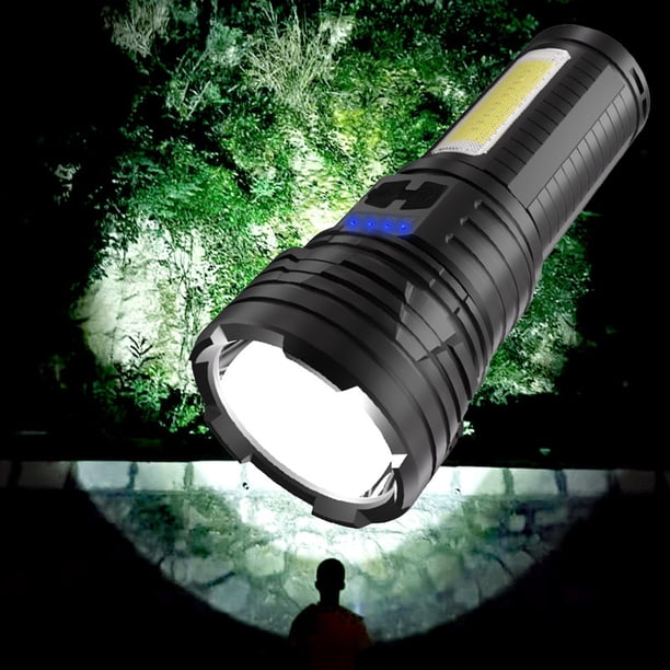 Linterna LED de Alta Brillantez | Enfoque Telescópico | Luz Potente | Carga Rápida Tipo-C | Linterna Impermeable para Emergencias al Aire Libre | Recargable | Power Bank | 3 Modos de Luz | Gran