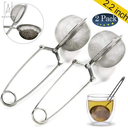 

Gustave 2.2 inches Stainless Steel tea strainer spoon with Handle Mesh Ball Infuser Filter Squeeze Strainer for Loose Leaf Tea and Mulling Spices (2 Pack)