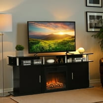 Kadyn TV Stand,TV Cabinet,Entertainment Center Console Table,63 Inch TV Entertainment Console Center with 2 Cabinets-Black