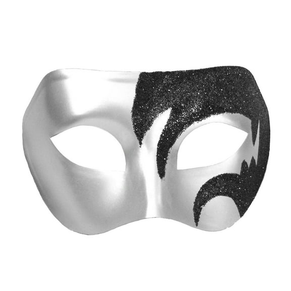 SeasonsTrading Mystic Black Glitter & Silver Venetian Masquerade Mask