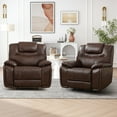 thumbnail image 2 of Bonzy Home Genuine Leather Manual Recliner Chair — Oversized Ergonomic Single Recliner with Soft Armrests & Flexible Footrest for Living Room, Set of Two, 2 of 7