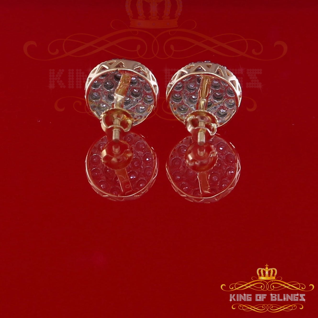 King of Bling's 10K Real Yellow Gold Real Diamond 0.25CT Men's/Women's Round Stud Micro Earring