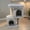 Light Gray, variant on Resenkos 26-Inch Compact Cat Tower with Large Padded Push Perch and Dual Cozy Condos for Cat Napping, Beige