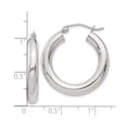 thumbnail image 4 of 925 Sterling Silver Women's Anti-Tarnish Coating Classic Tube 4mm Round Hoop Earrings | 23mm, 4 of 4