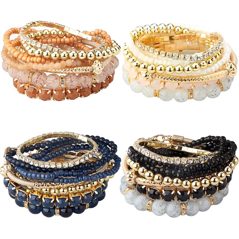 Dropship 4 Sets Bohemian Stackable Bead Bracelets For Women Multilayer  Stretch Beaded Bracelets Set Multicolor Boho Bracelets Sets For Women … to  Sell Online at a Lower Price