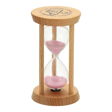 Uxcell 3 Minutes Sand Timer 1 Pcs Wooden Sand Watch High Glass Sandglass Timer for Living Room Home Office Restaurant Decoration Pink