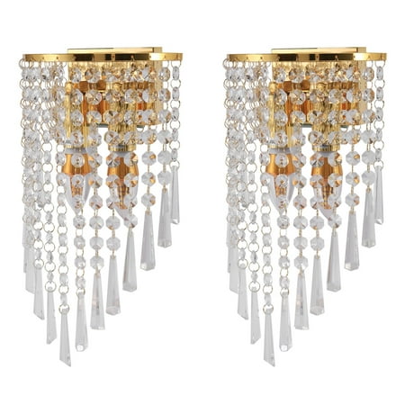 

2X 5W Modern Crystal Wall Light LED Wall Sconce Wall Lamp E14 Bedside Lamp AC220V -Gold