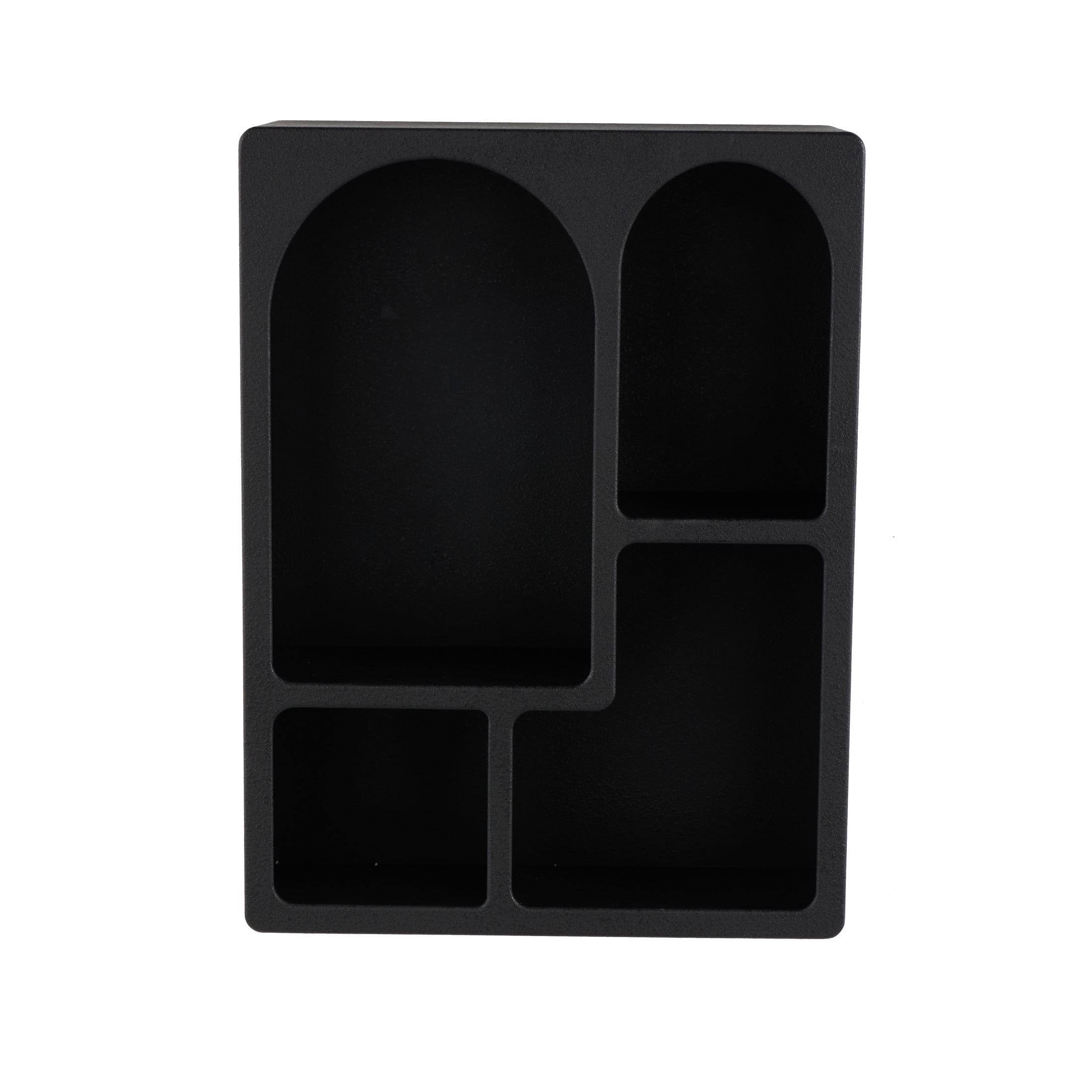 DecMode 24" x 10" 4-Tier Black Geometric Wall Shelf with Arched Block Shapes