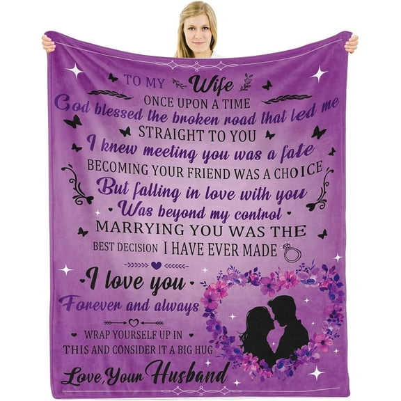 Gift for Wife, Wife Birthday Gift Ideas, Birthday Gift for Her Blanket, Anniversary Birthday Gifts for Wife from Husband, Wife Gifts from Husband for Anniversary/Christmas/Valentines, 50"x60"
