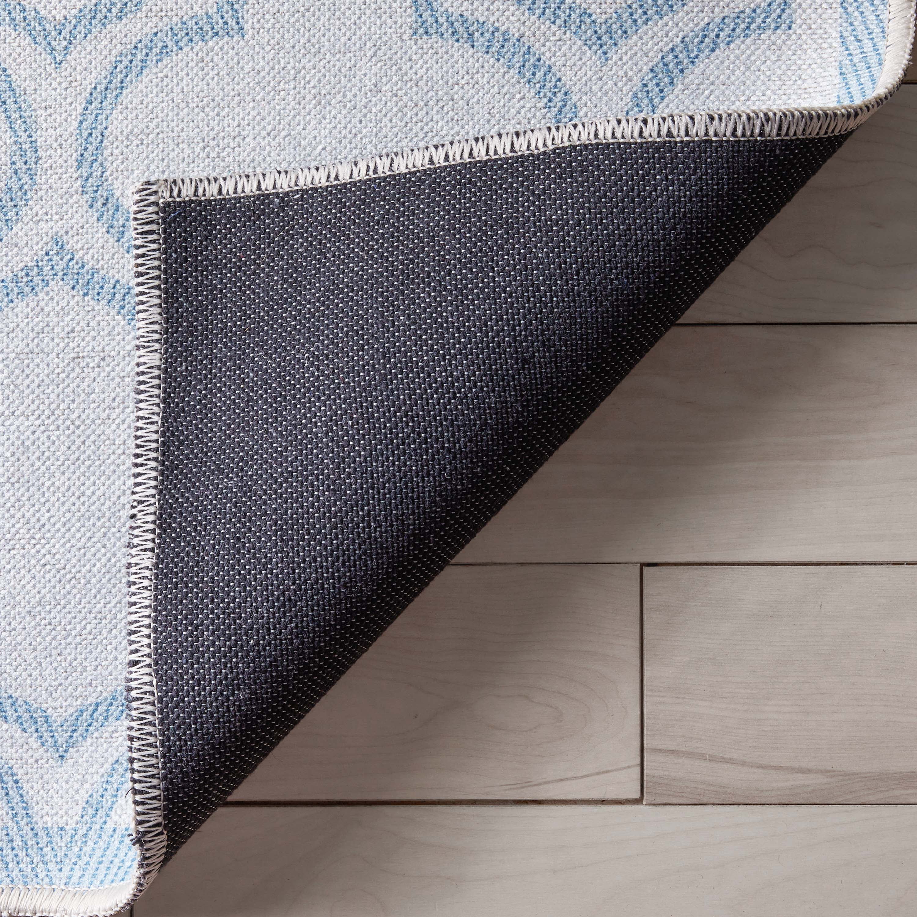 Well Woven Apollo Lattice Modern Moroccan Ivory Light Blue 2' x 5' Runner Machine Washable Rug