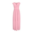 thumbnail image 2 of DEELLEEO Clearance Womens V-Neck Solid Color Short Sleeve Chiffon Waist Closing Evening Dress, 2 of 6
