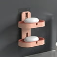 thumbnail image 2 of Hecteas Rack,Storage Rack,Bathroom Soap Dish Holder Wall Mounted Soap Rack 2 Tier Kitchen Basket Sponge Stand for Shower/Bathroom/Counter Top(1X Wall Mounted Double Soap Box-Pink), 2 of 9