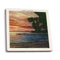 thumbnail image 1 of Lake Tahoe, California, Shoreline Sunset View with Pier (Absorbent Ceramic Coasters Set of 4 Matching Images, Cork Back, Kitchen Table Decor), 1 of 3