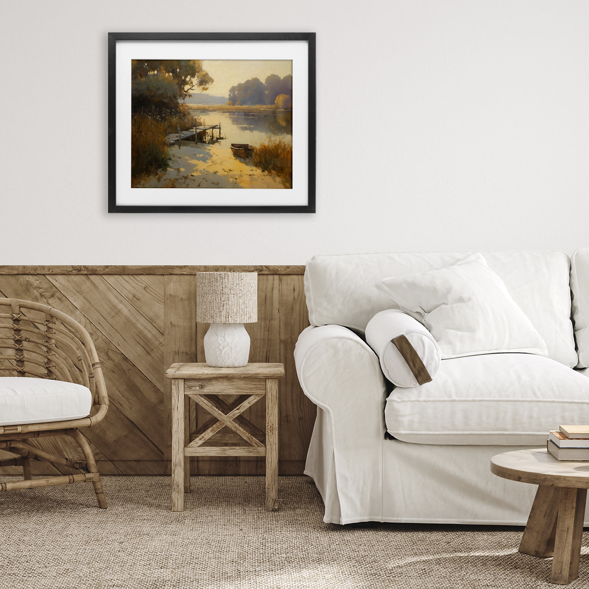Golden Hour in Autumn Black Framed Print Under Glass, design by Arlington Prints