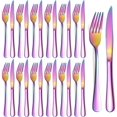 thumbnail image 1 of Evanda Rainbow Steak Knives Set 24 Piece, Rainbow Titanium Plating Stainless Steel 12 Dinner Forks and 12 Dinner Knives Set, Steak Knives Steak Forks, Dishwasher Safe, 1 of 7