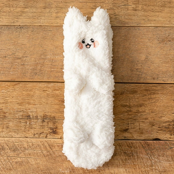 Calcetines navideños para dormir, bonitos calcetines tridimensionales de lana gruesa y cálida para mujer en invierno.