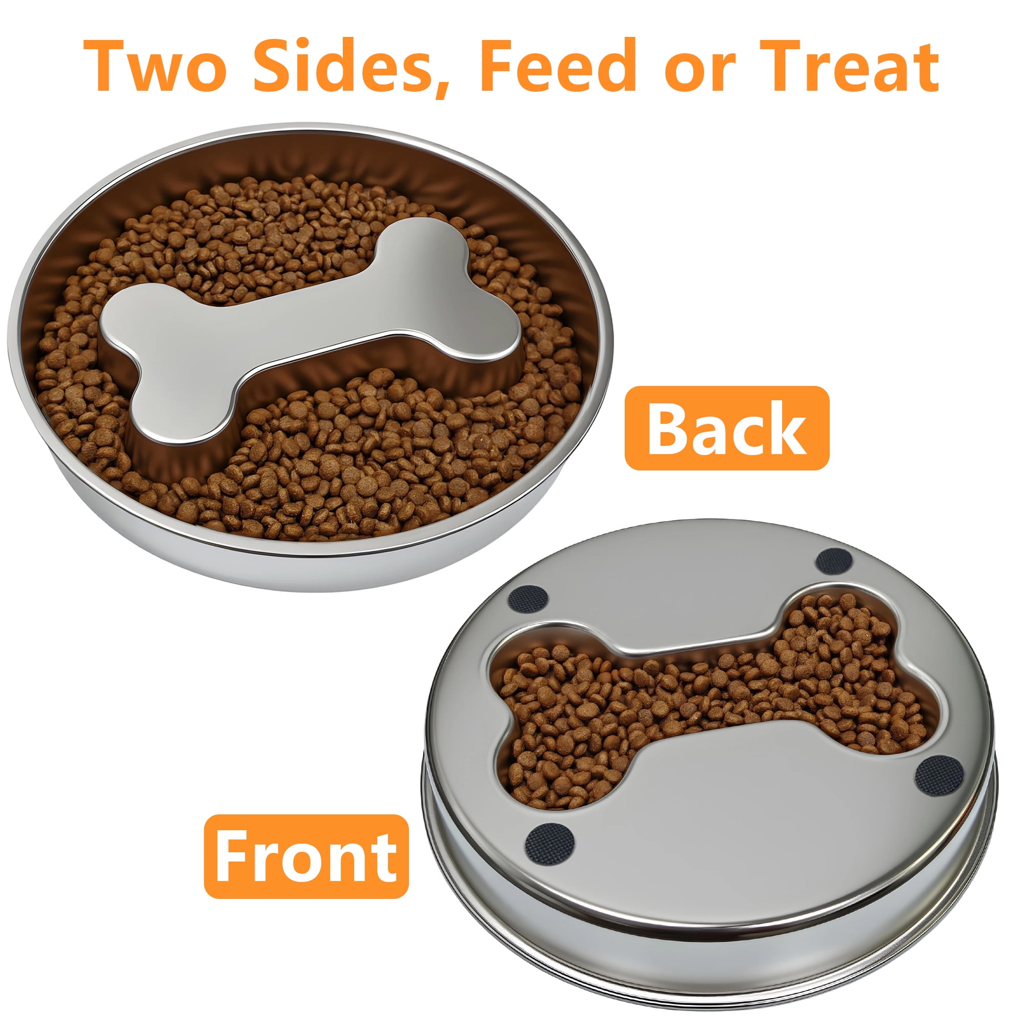 BLRTUN Slow Feeder Dog Bowl - 2 Cups Stainless Steel Dog Slow Feeder Food Bowl, Metal Non-Slip Lick Plate,Puppy or Cat Food Holder,Pet Supplies,Puzzle Maze Dish for Small & Medium Sized Breeds