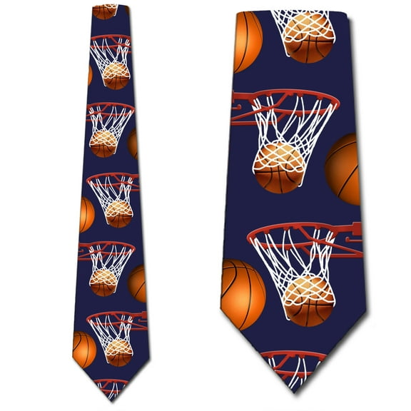 Basketball and Hoops - Navy  Necktie Mens Tie by Three Rooker
