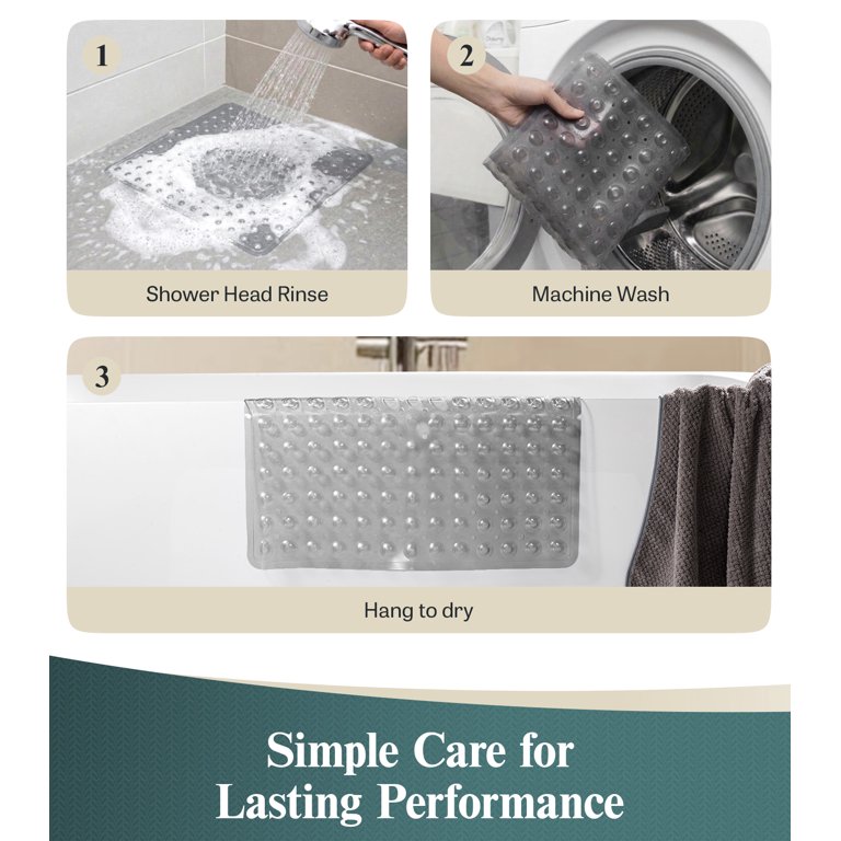 Non-Slip Bathtub Mat with Suction Cups, 21x21 Inch photo 7