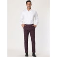 thumbnail image 3 of Pantalones de vestir a cuadros para hombre, ajustados, con frente plano, a cuadros de negocios borgoña XXL, 3 of 6