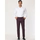thumbnail image 3 of Pantalones de vestir a cuadros para hombre, ajustados, con frente plano, a cuadros de negocios borgoña XXL, 3 of 6