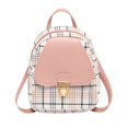 thumbnail image 1 of Mini bolso con hebilla de metal, mochila de viaje rosa, mochila elegante a cuadros de 19 pulgadas para niñas, 1 of 5