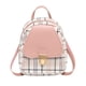 thumbnail image 1 of Mini bolso con hebilla de metal, mochila de viaje rosa, mochila elegante a cuadros de 19 pulgadas para niñas, 1 of 5