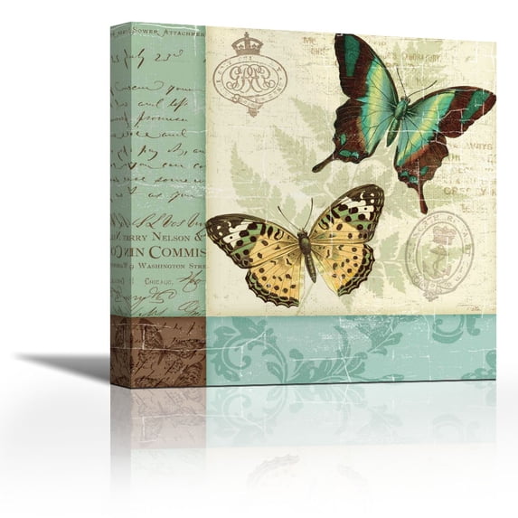 Butterfly Patchwork I - Contemporary Fine Art Giclee on Canvas Gallery Wrap - wall d?cor - Art painting - 18 x 18 Inch - Ready to Hang