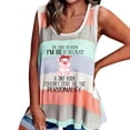 thumbnail image 4 of Moda mujer verano suelta sin mangas colorblock rayas letra impresión camiseta sin mangas Pompotops lopia993416, 4 of 6
