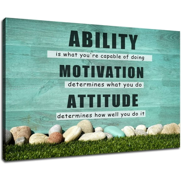 Inspirational Canvas Wall Art Ability Motivation and Attitude Quotes Motivational for Office Wall Decor Entrepreneur Poster Print Framed Artwork for Home Living Room Bedroom Decor [18''''W X 12''''H]