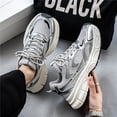 thumbnail image 6 of 's & 's Breathable Mesh Sneakers -  White/Grey/Black/Green Tread - All-Season Casual & Sports Shoes (Unisex Lace-Up) ，Low-Top Sneakers with Anti-Slip Shock-Absorbing Rubber Sole, Cushioned, 6 of 8