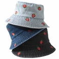 thumbnail image 5 of Vjnyvs Strawberry Print Bucket Hat - Cute Summer Beach Hat for Women Men, Sun Protection Wide Brim Fisherman Cap, 5 of 7