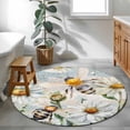 thumbnail image 3 of Round Rugs 4Ft, Summer Botanical Round Area Rug Washable Indoor Throw Carpet, White Daisy Botanical Bee Farmhouse Soft Non Slip Circle Rug for Kitchen Nursery Room Home Decor Aesthetic, 3 of 8
