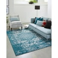 thumbnail image 3 of 2' x 3' Turquoise Blue and Ivory Traditional Rectangular Area Throw Rug, 3 of 9