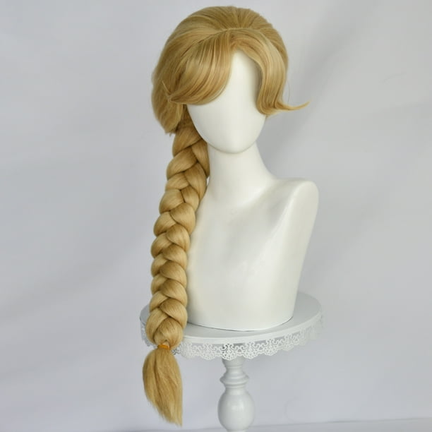 Peluca para cosplay, disfraz de anime de Rapunzel, fiesta de Halloween, 86 cm