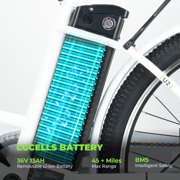 isinwheel 26'' Electric Bike for Adults, 350W Electric Cruiser Bicycle up to 45 Miles, Removeable Battery, 7-Speed and Shock Absorber Commuter E-Bike