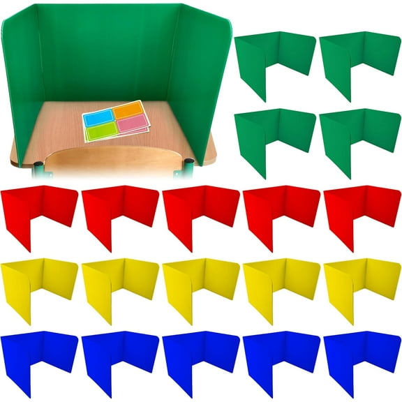 4E's Novelty Desk Privacy Panels for Students 20 Pack – Trifold Plastic Dividers for Classroom