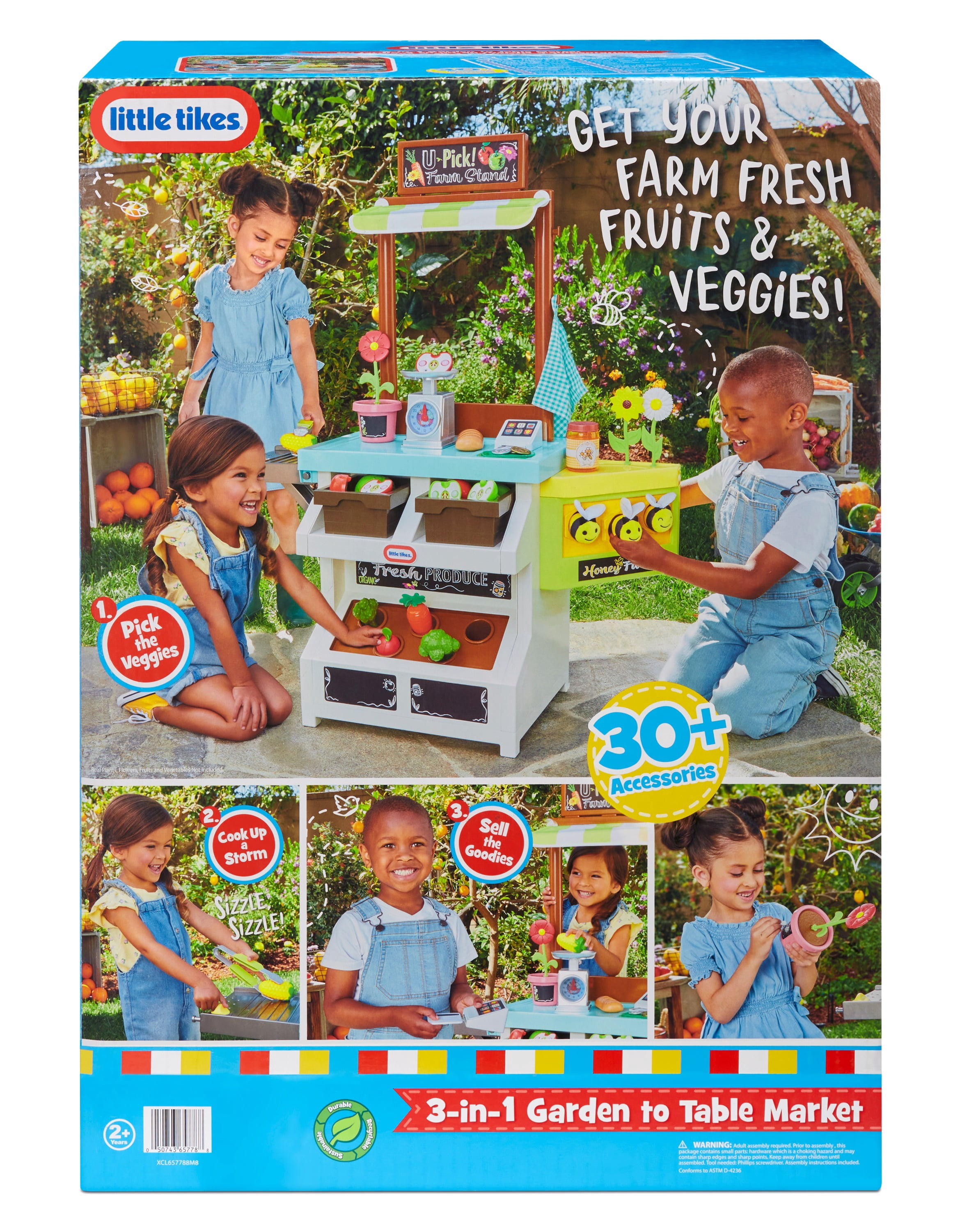Little Tikes 3-in-1 Garden to Table Market Kitchen Playset, Multi-Color, for Ages 3+