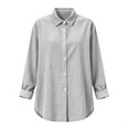 thumbnail image 4 of MEICHEN Women's Button Down Shirts Long Sleeve Button Down Shirts Vintage Solid Color Cotton and Linen Blouses Tops Tops for Women Trendy, 4 of 4