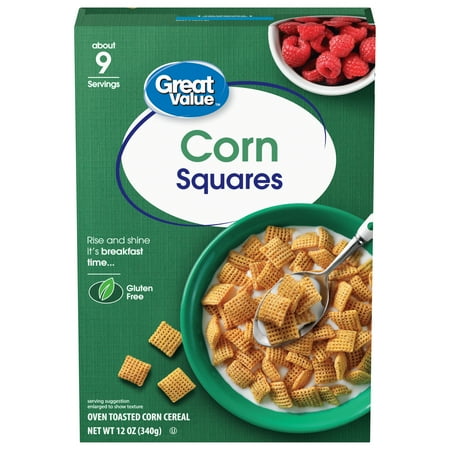 Great Value Oven Toasted Corn Squares Cereal, 12 Oz