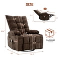 thumbnail image 2 of Swivel Rocker Recliner Chair with Massage and Heat,Oversize Ergonomic Lounge Sofa with Extended Footrest,Cup Holders for Living Room, Bedroom,Brown, 2 of 8