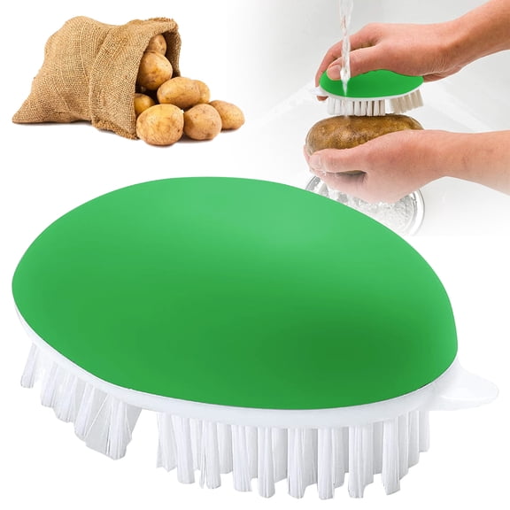 1Pc Clearance Under $3 Vegetable Brush Produce Brush Plastic For Sink Soft Bristles Non-Slip Green