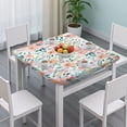 thumbnail image 3 of Pioneer Flower Floral Print Pattern Square Fitted Tablecloth with Elastic Edge,Square Table Cover,Washable Elastic Table Cover for Home Kitchen Party Decor 36"x36", 3 of 6