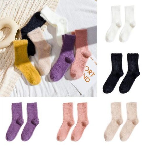 Cheers.US 1 Pair Women Fuzzy Socks Fluffy Slipper Cozy Cabin Winter Soft Fleece Warm Comfy Thick Christmas Gift Socks Warm Keeping More Thicken Socks Coral Fleeve
