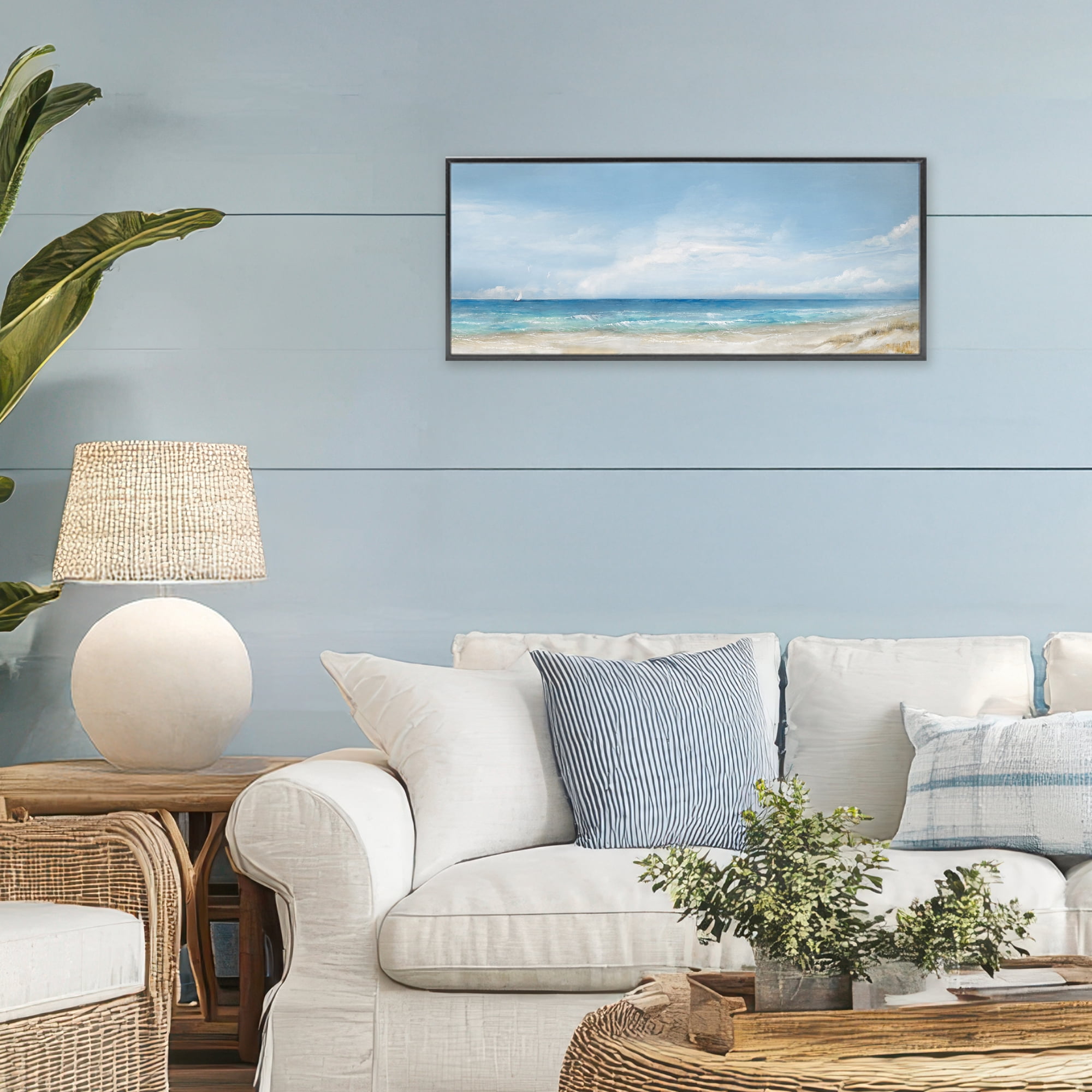 Stupell Industries Open Panoramic Sea Black Framed Giclee Art, design by Ruane Manning