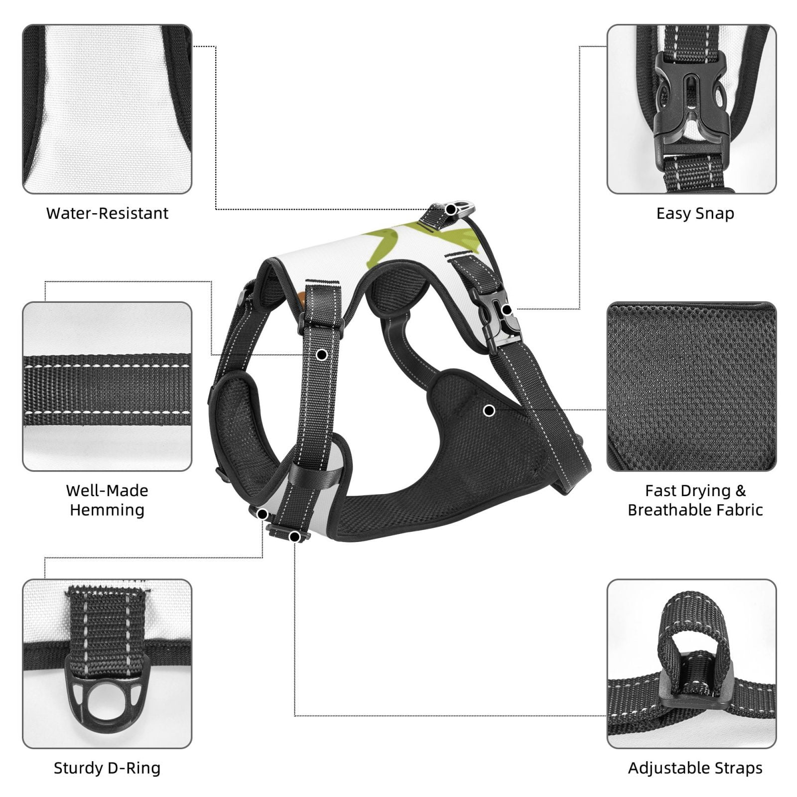 Vsdgher Hunting Frog Dog Harness, No-Pull Pet Harness, Dog Vest, Pet Vest for Small to Large Dogs-Large