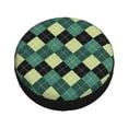 thumbnail image 3 of Gaeub Green Squares 14-17in Tire Cover, Spare Tire Cover, for Camper Caravan, Trailer, Car, Truck, SUV, Jeep - 15 inch, 3 of 9