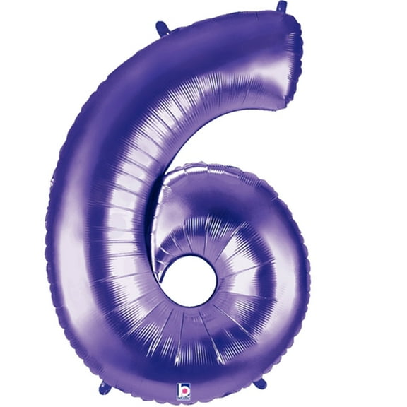 Giant Purple Number 6 Foil Balloon 40"