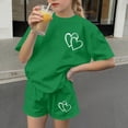 thumbnail image 7 of Fnooota Girls Summer Outfit Sets, Casual 2 Piece Summer Short Sleeve Kids Clothing Sets Green Size 14-16, 7 of 7